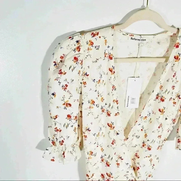 NWT Reformation Carmelo Dress Gabrielle Floral Mini Linen - Picture 4 of 9